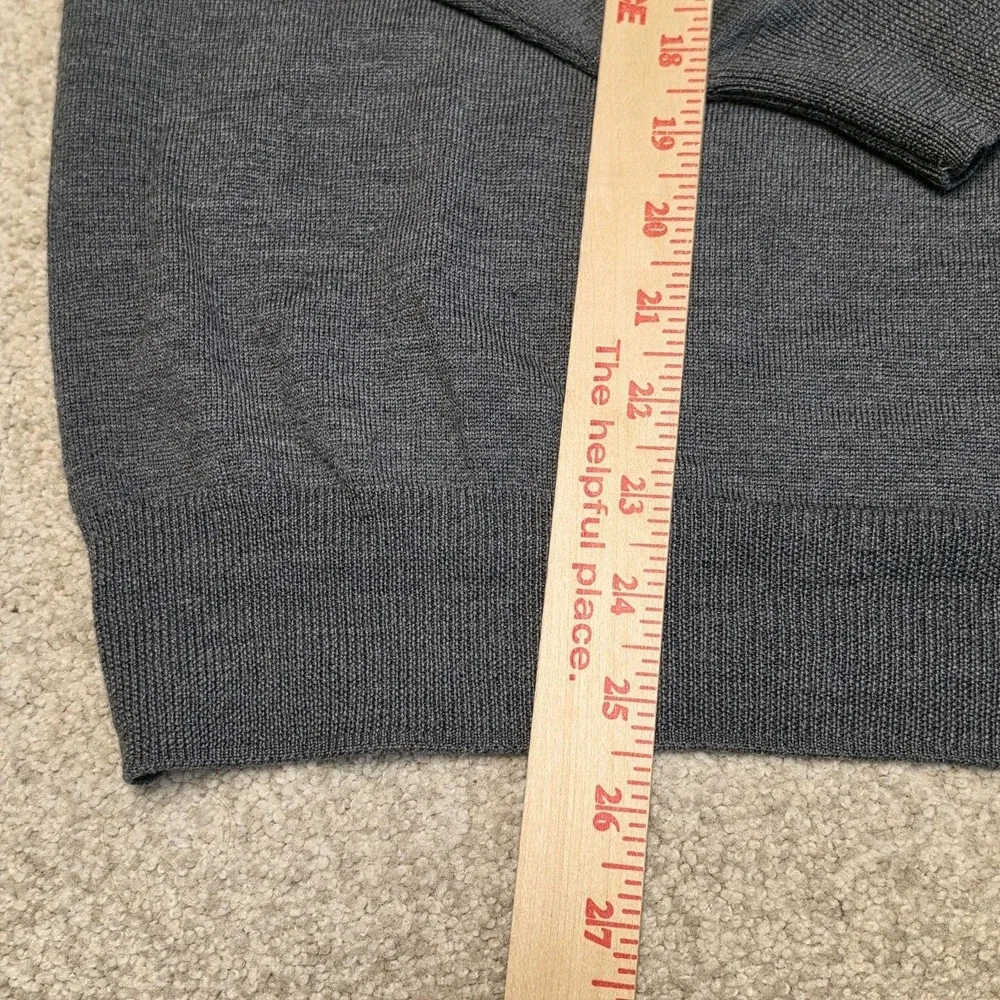 Peter Millar Mens L 100% Merino Wool Quarter Zip Sweater Gray Pullover Preppy